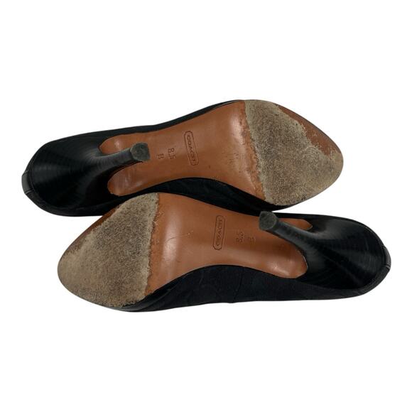 COACH Caya Logo Platform Heels Size 8.5B Y2K Quietluxury Black Pumps Signature C - Picture 12 of 16